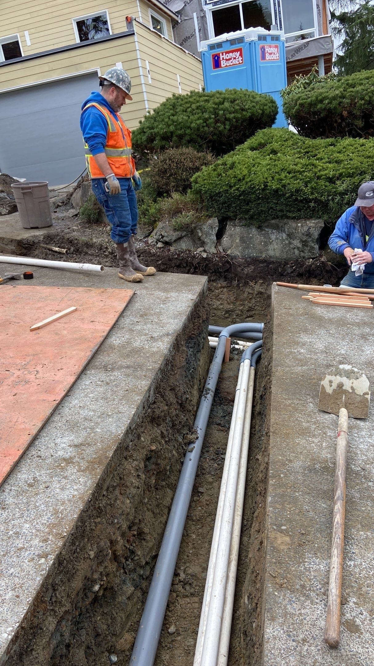 Installation of utility lines.